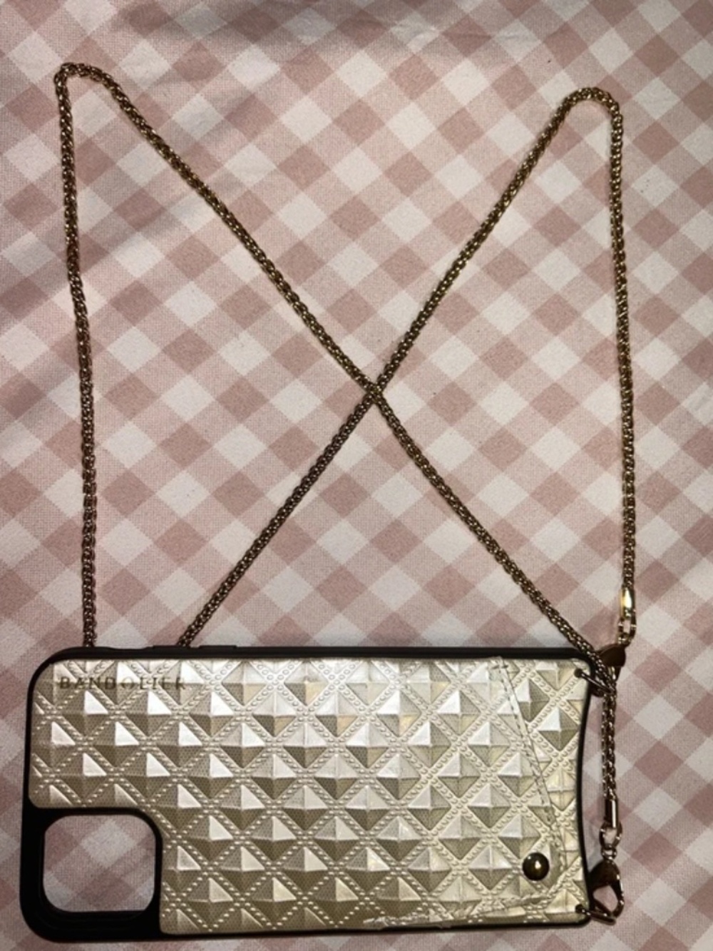 NEW RARE Bandolier Sheila Pyramid Studded Gold Crossbody Phone Case and Wallet